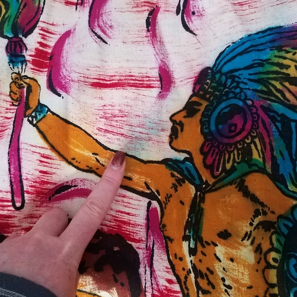 SOLD 1940s 40s Skirt Vintage Mexican Hand Painted Large - Picture 7 of 9